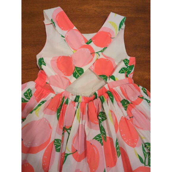 Mini Boden Girls Cross Back Sun Dress Peaches print size 3/4 EUC - Picture 7 of 10